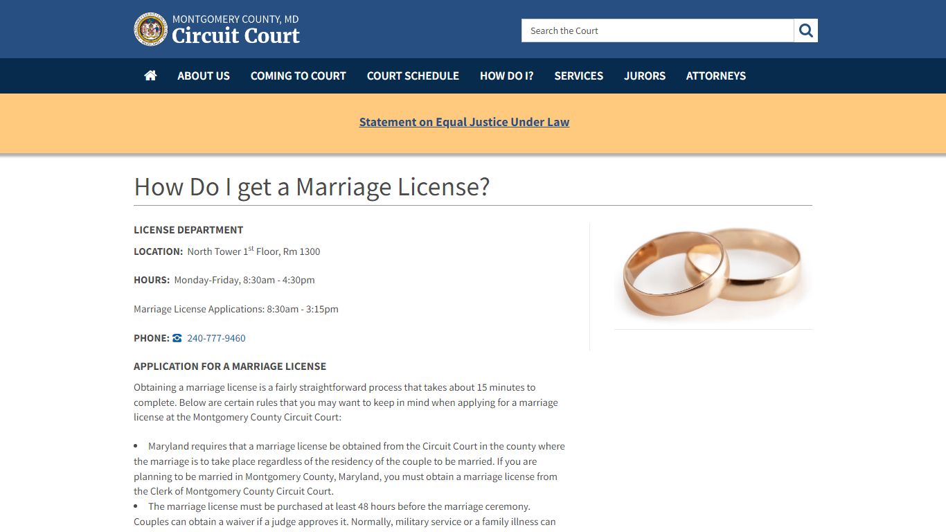 How Do I get a Marriage License? - Montgomery County, Maryland